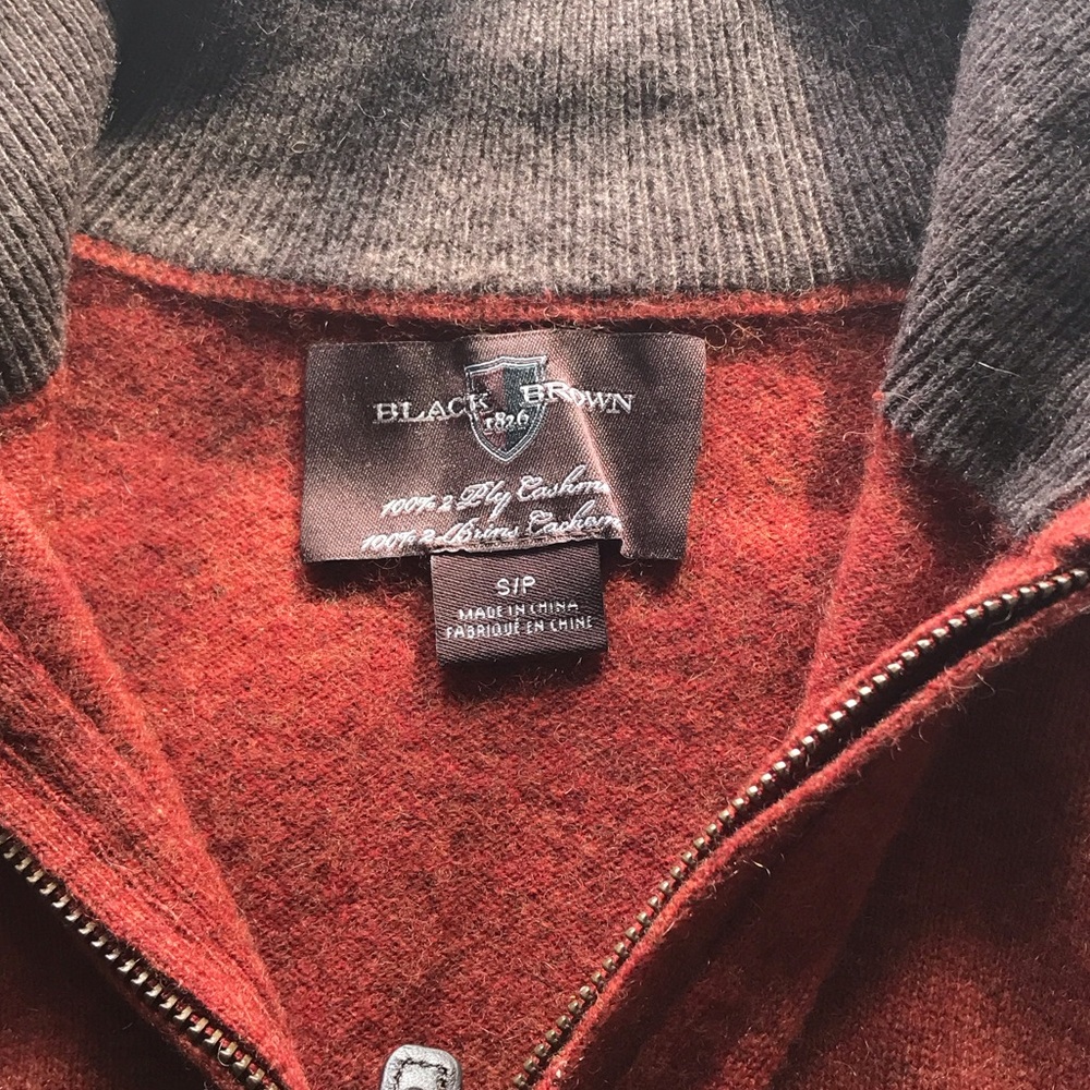 Black Brown 1826 Men's Orange Zip-Up Sweater